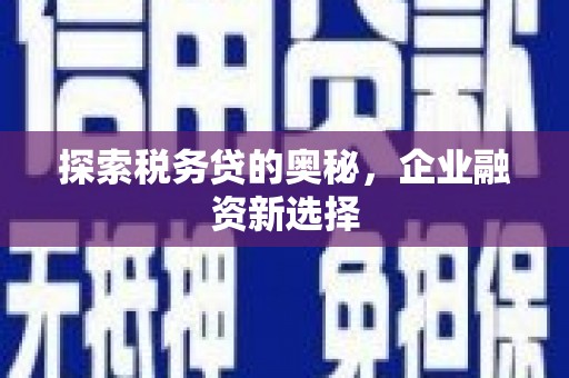 余干探索税务贷的奥秘，企业融资新选择